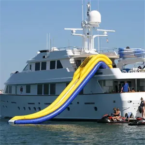 Outdoor Inflatable Water Yacht Slide Leisure Floating Pad with Air Pump and Protective Net for Summer Beach