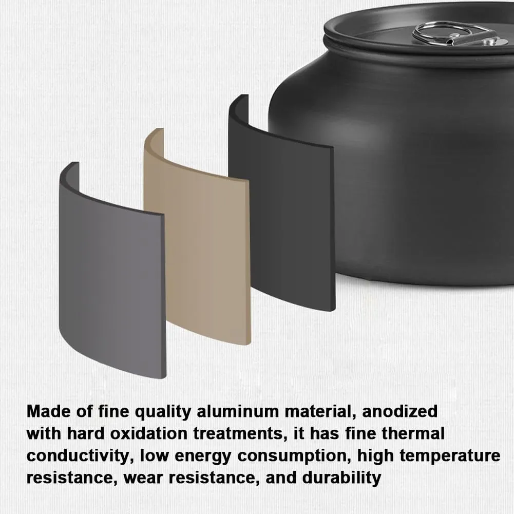 Outdoor Light Weight Aluminum Alloy Kettle AntiScalding Handle Camping Coffee Kettle Portable TeaPot Picnic Teakettle Teapot Cooking Accessory