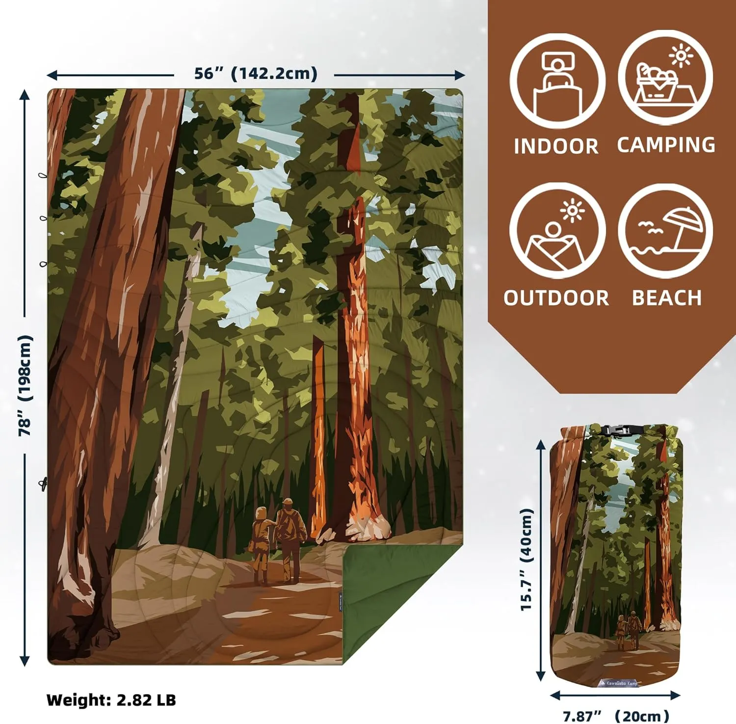 Outdoor Puffy Camping Blanket, Lightweight Windproof Warm Stadium Blanket, Packable Travel Camping Quilt for Cold Weather, Hiking, Backpacking, Sleeping, Hammock, Adventure 78"x 56"