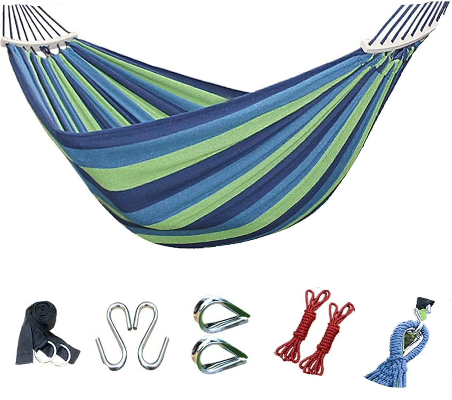 Outdoor Quilted Fabric Hammock, Camping Double & Single Portable Hammocks, Camping Essentials Camping Gear Camping Beach Backpack Travel Outdoor Hammock Stand, for Outside Outside Hiking
