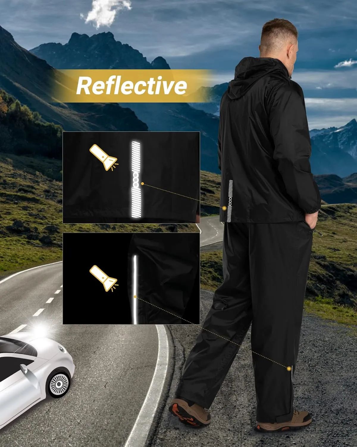 Outdoor Ventures Men's Rain Suit Waterproof Breathable Rain Gear Golf Rain Suits for Male (Rain Jackets and Pants)