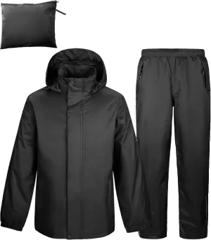 Outdoor Ventures Men's Rain Suit Waterproof Breathable Rain Gear Golf Rain Suits for Male (Rain Jackets and Pants)