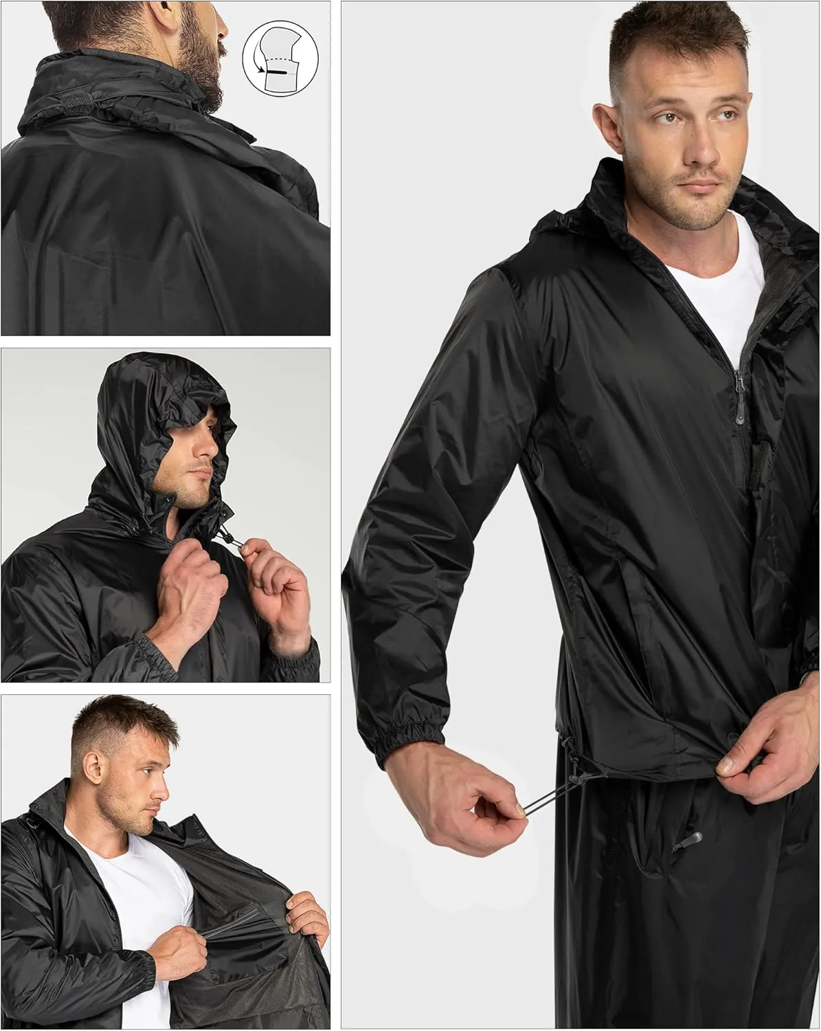 Outdoor Ventures Men's Rain Suit Waterproof Breathable Rain Gear Golf Rain Suits for Male (Rain Jackets and Pants)