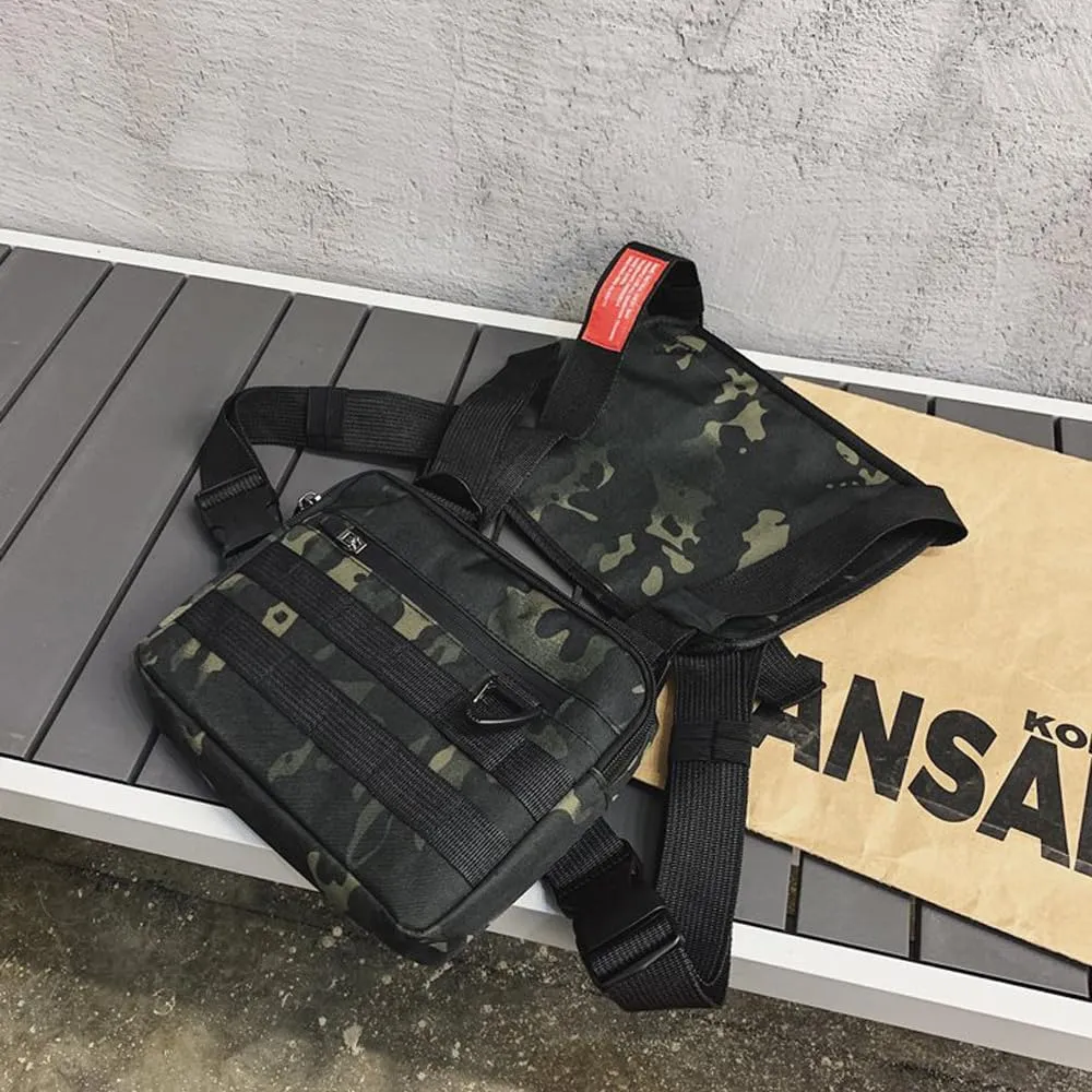 Outdoor Water Resistant Chest Bag For Men, Tactical EDC Chest Pack With Built-In Phone Holder, Lightweight Utility Chest Rig Pouch For Workouts, Running, Cycling, Hiking(black)