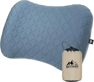 OUTSKIRT Inflatable Travel Pillow, 2-in-1 Camping Pillows for Sleeping, Ergonomic & Lightweight Small Backpacking Pillow for Travel, Hiking, Camping & Outdoor Activities, Blue