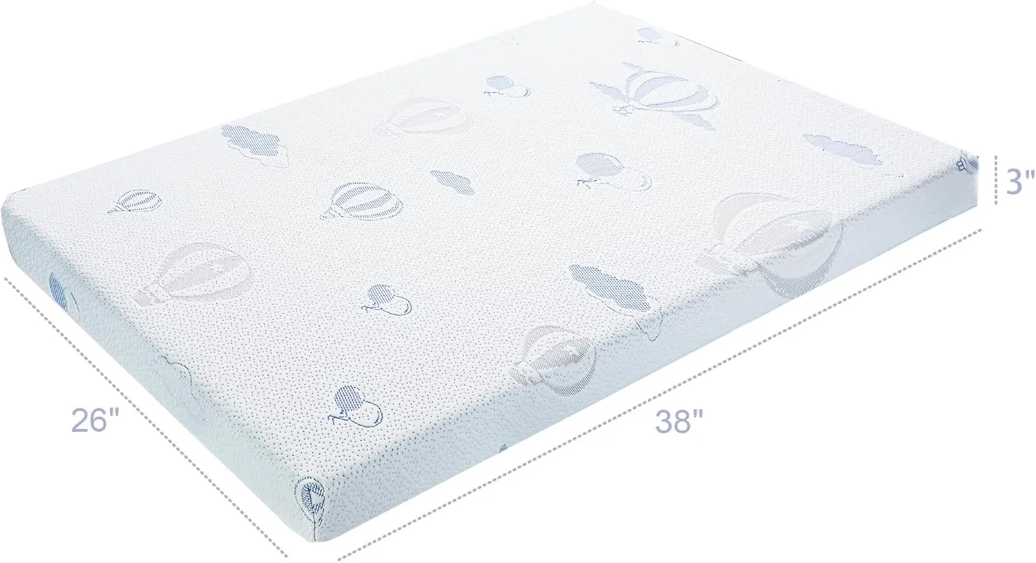 Pack and Play Mattress Pad, 38"x 26" Dual-Sided Memory Foam Pack N Play Mattress for Playpen Playard, Soft Breathable Balloon Printed Mini Crib Mattresses for Baby Toddle