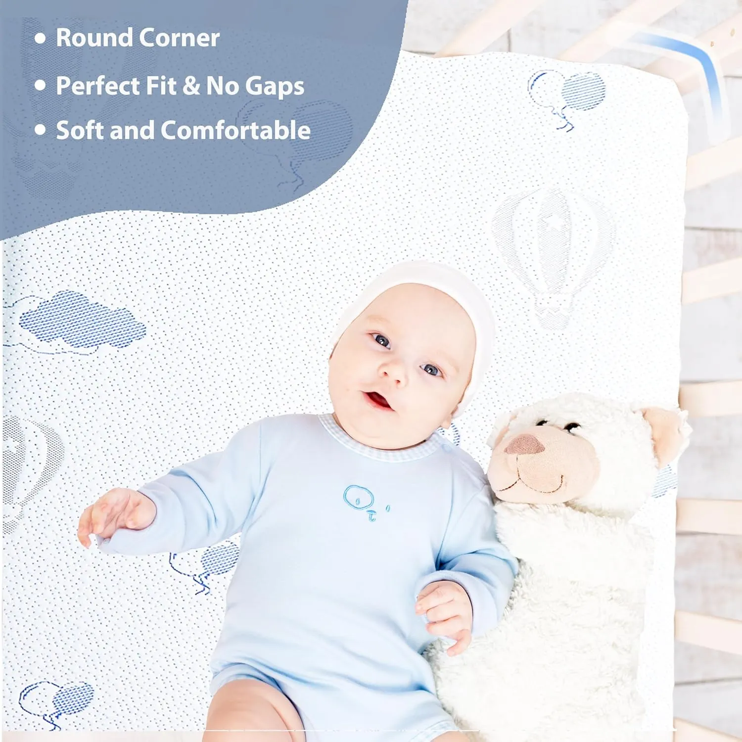Pack and Play Mattress Pad, 38"x 26" Dual-Sided Memory Foam Pack N Play Mattress for Playpen Playard, Soft Breathable Balloon Printed Mini Crib Mattresses for Baby Toddle