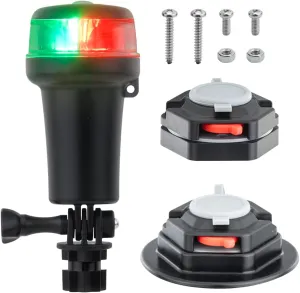 Pactrade Marine Navigation Lights for Boats LED - Red/Green Battery Powered Nav Lights for Boats - Surface Mounts (Flat), Swivel Base, 3-Mode Operation - 1NM Waterproof
