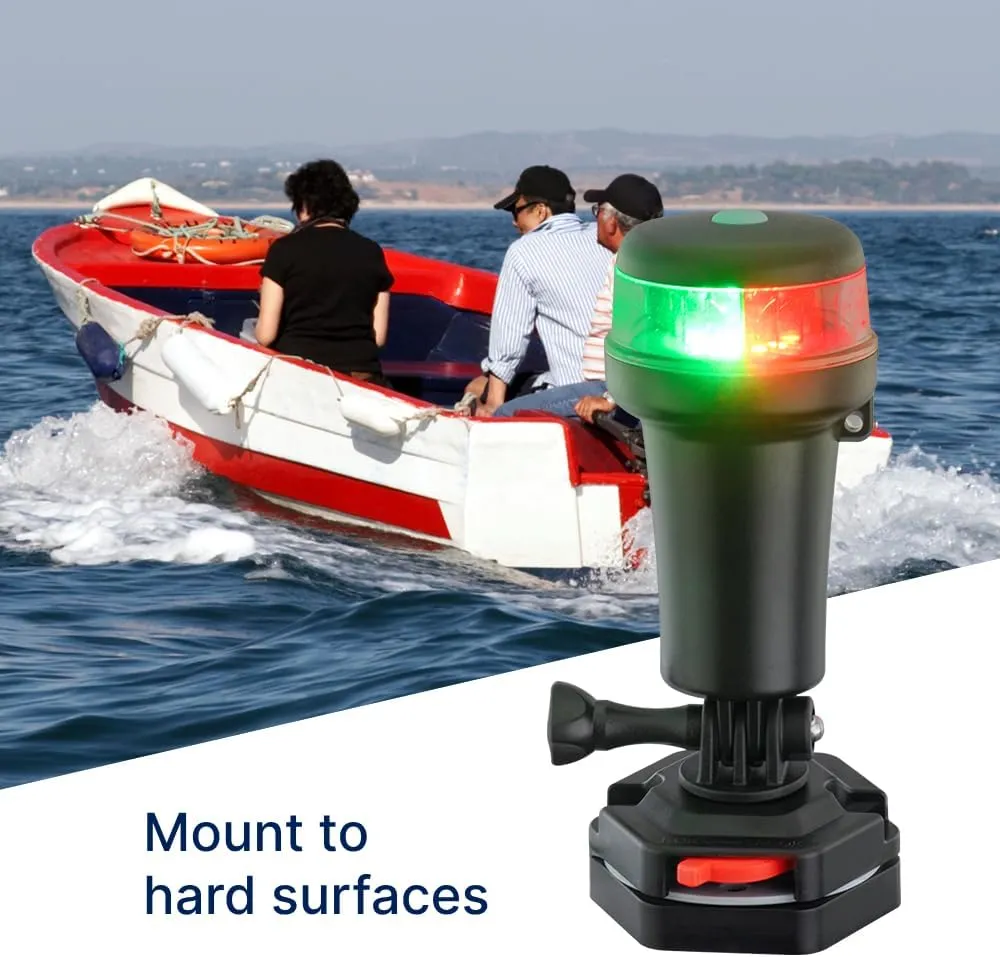 Pactrade Marine Navigation Lights for Boats LED - Red/Green Battery Powered Nav Lights for Boats - Surface Mounts (Flat), Swivel Base, 3-Mode Operation - 1NM Waterproof