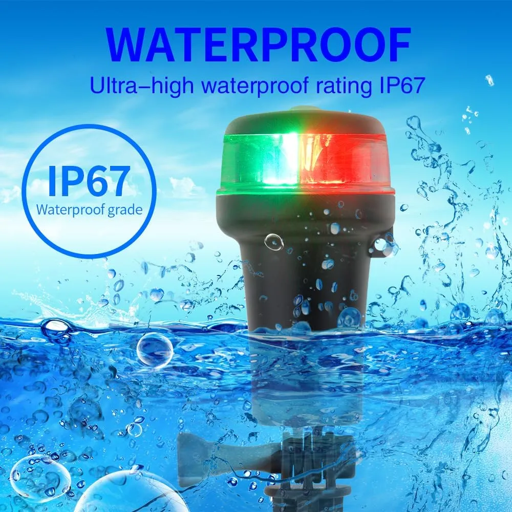 Pactrade Marine Navigation Lights for Boats LED - Red/Green Battery Powered Nav Lights for Boats - Surface Mounts (Flat), Swivel Base, 3-Mode Operation - 1NM Waterproof
