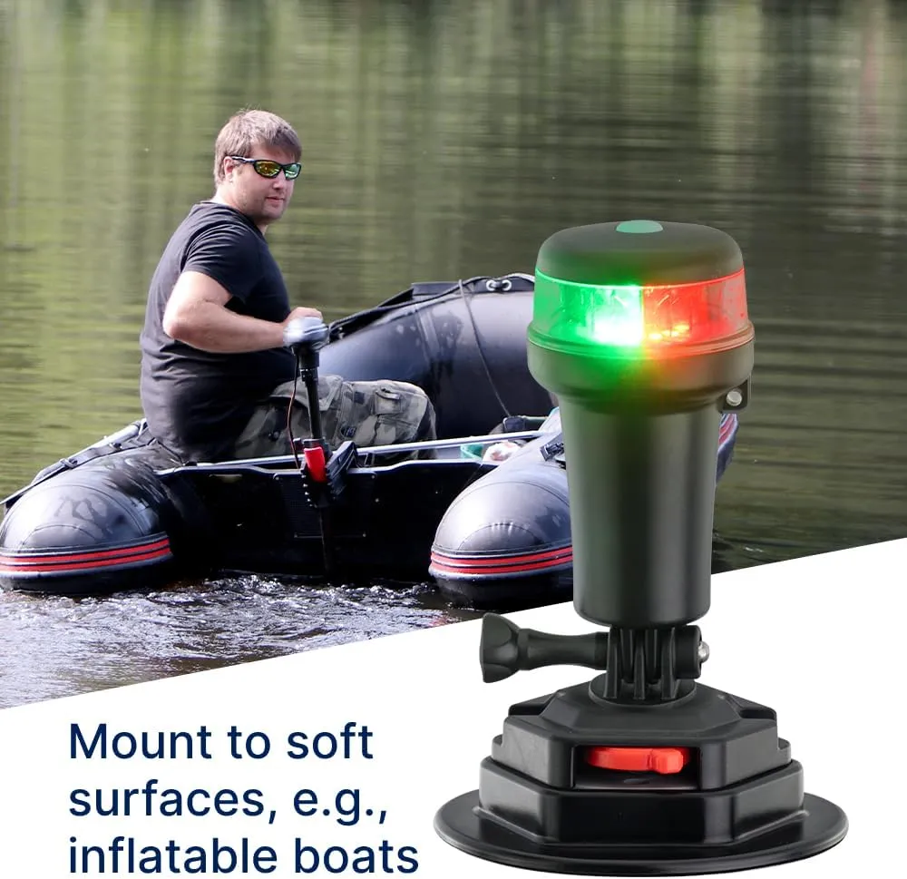 Pactrade Marine Navigation Lights for Boats LED - Red/Green Battery Powered Nav Lights for Boats - Surface Mounts (Flat), Swivel Base, 3-Mode Operation - 1NM Waterproof