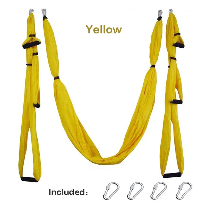 Parachute Fabric Fitness Yoga Hammock for Aerial Yoga Inversion Fitness Therapy Anti-gravity Straps Hammock with 6 Hand Grip