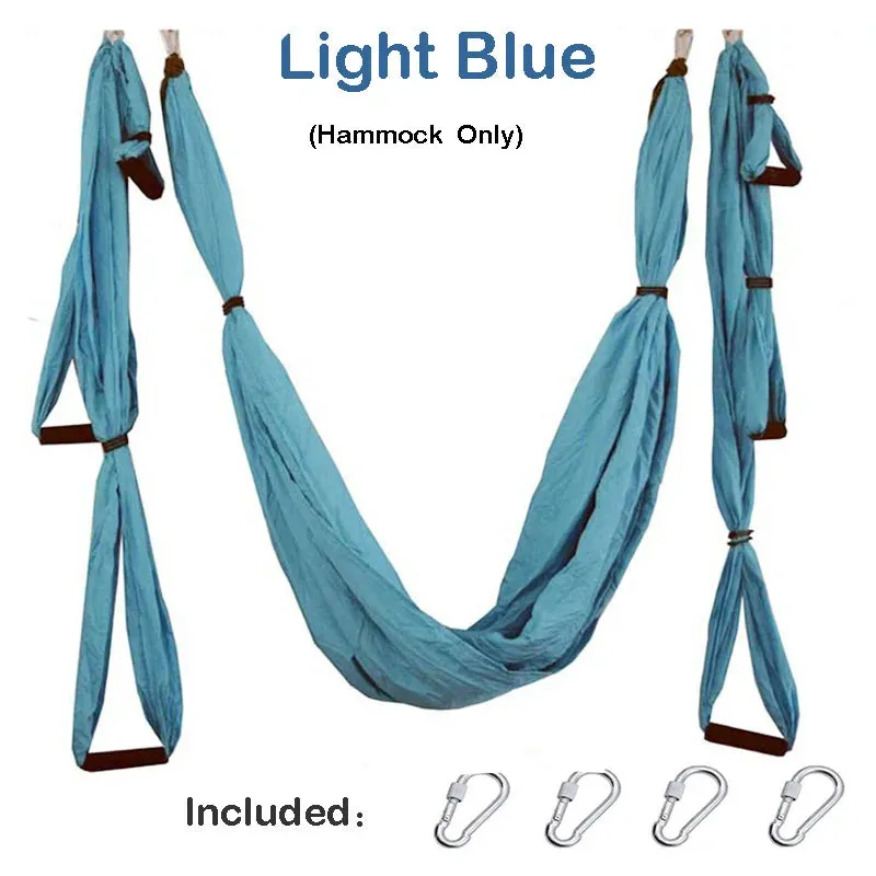 Parachute Fabric Fitness Yoga Hammock for Aerial Yoga Inversion Fitness Therapy Anti-gravity Straps Hammock with 6 Hand Grip