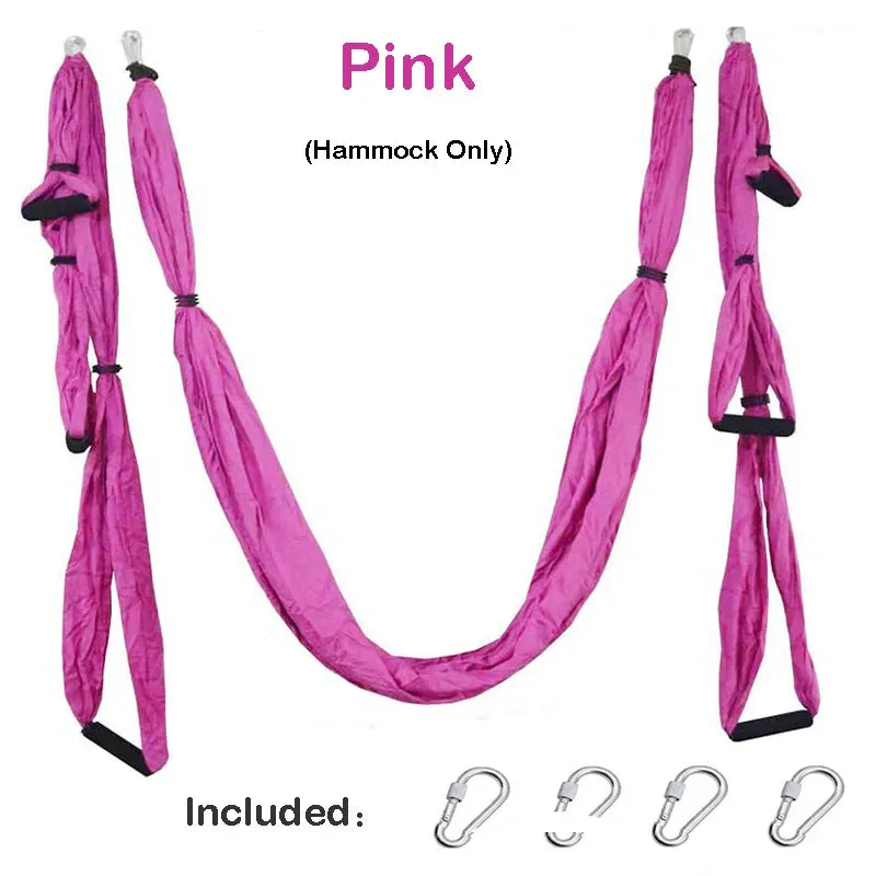 Parachute Fabric Fitness Yoga Hammock for Aerial Yoga Inversion Fitness Therapy Anti-gravity Straps Hammock with 6 Hand Grip