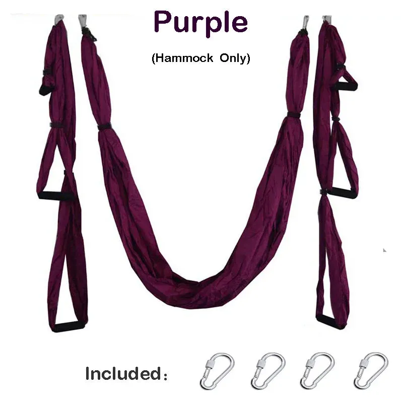 Parachute Fabric Fitness Yoga Hammock for Aerial Yoga Inversion Fitness Therapy Anti-gravity Straps Hammock with 6 Hand Grip