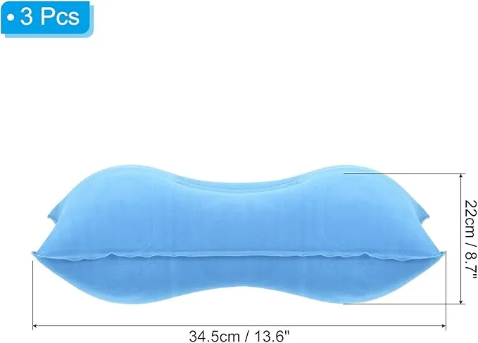 PATIKIL Inflatable Pillow, 3 Pack Ultralight Camping Travel Pillow Desk Rest Neck Support for Hiking Backpacking Office, Blue