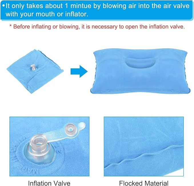 PATIKIL Inflatable Pillow, 3 Pack Ultralight Camping Travel Pillow Desk Rest Neck Support for Hiking Backpacking Office, Blue
