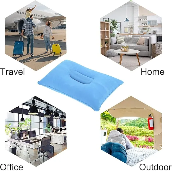 PATIKIL Inflatable Pillow, 3 Pack Ultralight Camping Travel Pillow Desk Rest Neck Support for Hiking Backpacking Office, Blue