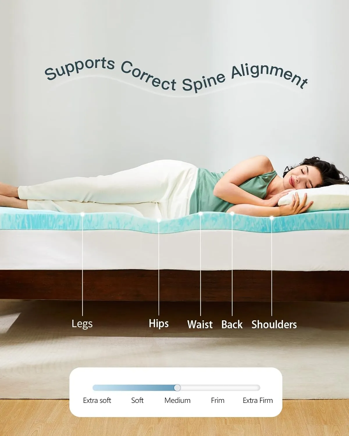 PERLECARE 4 Inch Queen Memory Foam Mattress Topper, Cooling Gel Infused Mattress Pad, Ventilated Bed Topper for Pressure Relief Back Pain, CertiPUR-US Certified