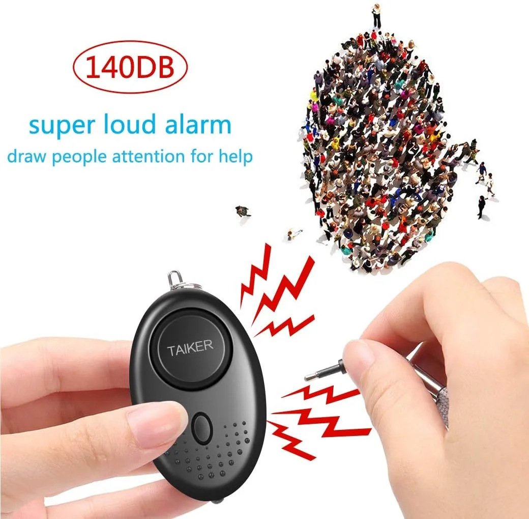 Personal Alarm for Women, 10 Packs 140DB Emergency Self-Defense Security Alarm Keychain with LED Light for Women Kids and Elders (Black & White)