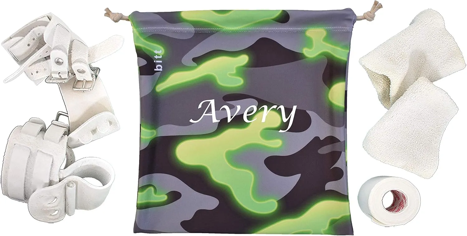 Personalized Gymnastics Grip Bag, Camouflage for Girls Boys (Green Glow Camo)
