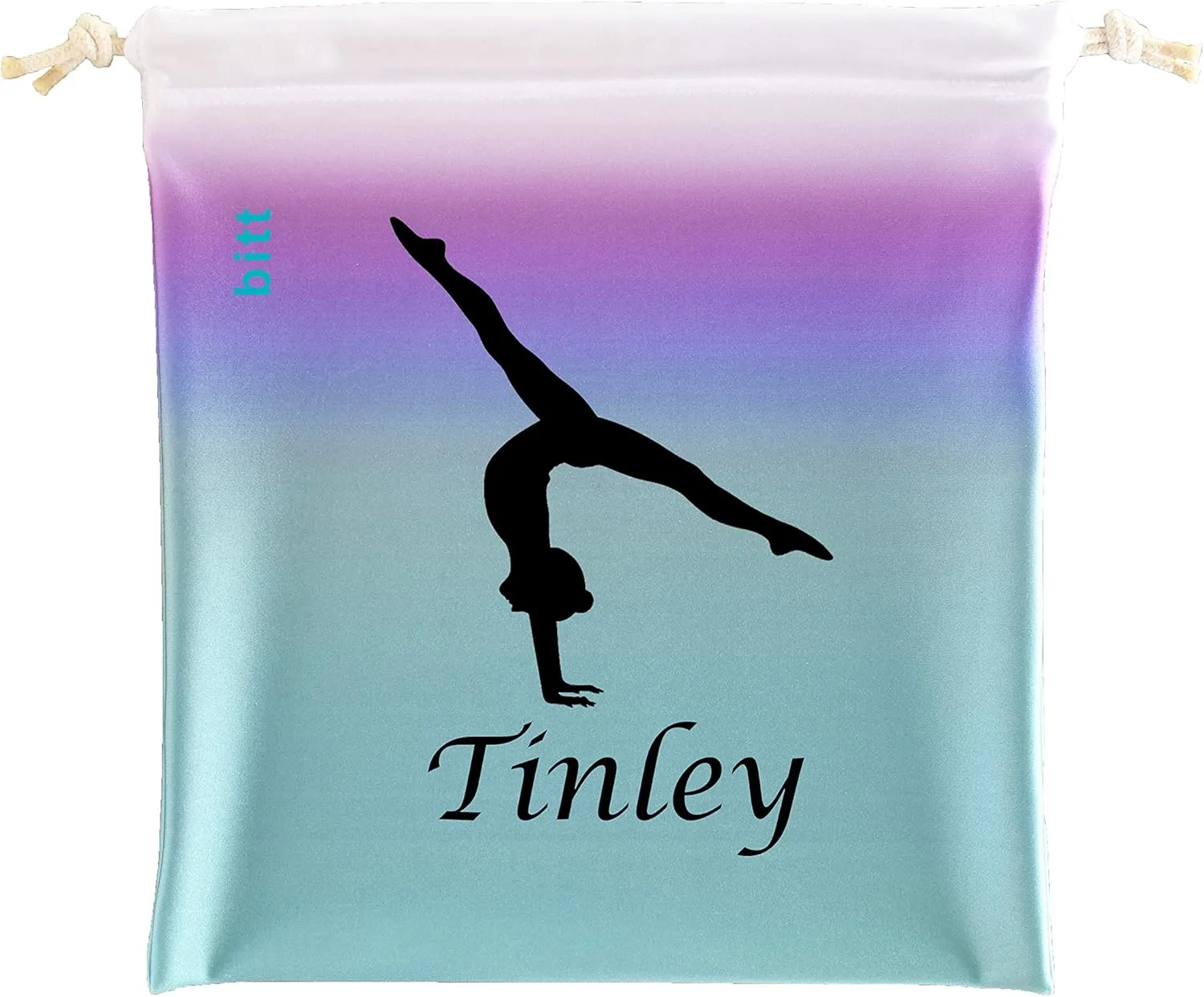 Personalized Gymnastics Grip Bag with Split Handstand in Ombre Colors - Customized Bag with Crystals Option