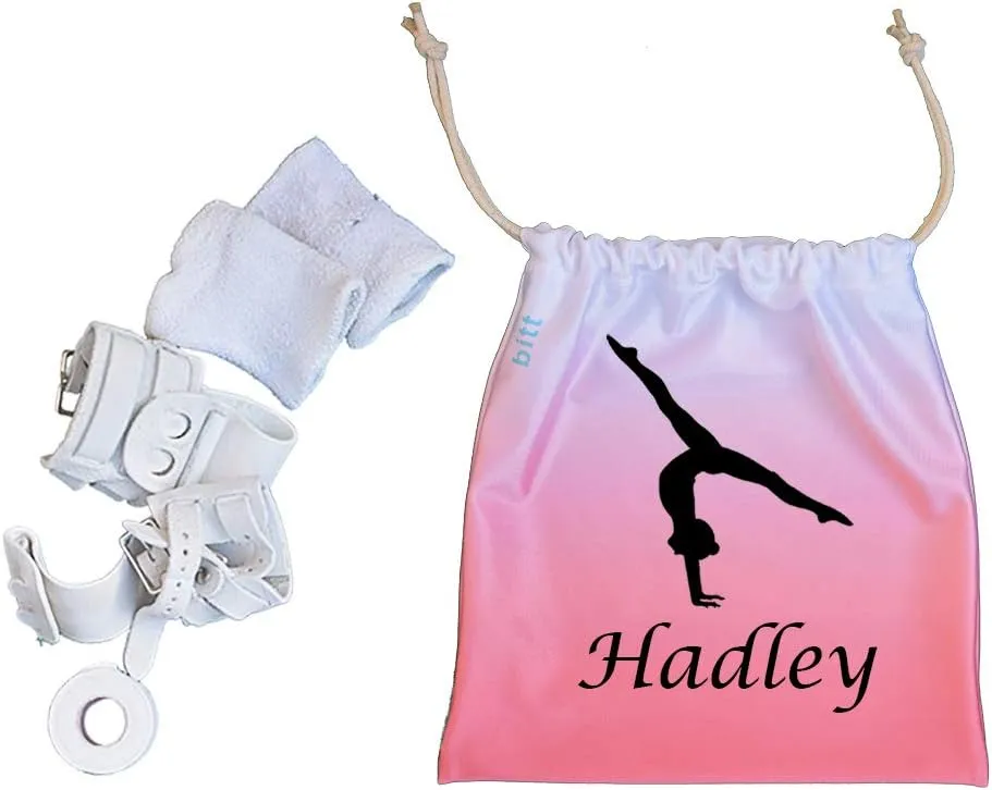 Personalized Gymnastics Grip Bag with Split Handstand in Ombre Colors - Customized Bag with Crystals Option