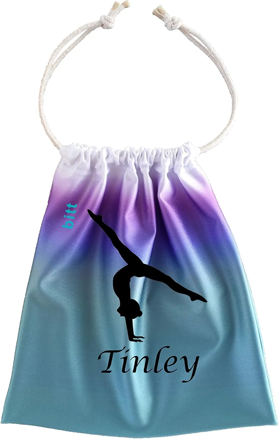 Personalized Gymnastics Grip Bag with Split Handstand in Ombre Colors - Customized Bag with Crystals Option