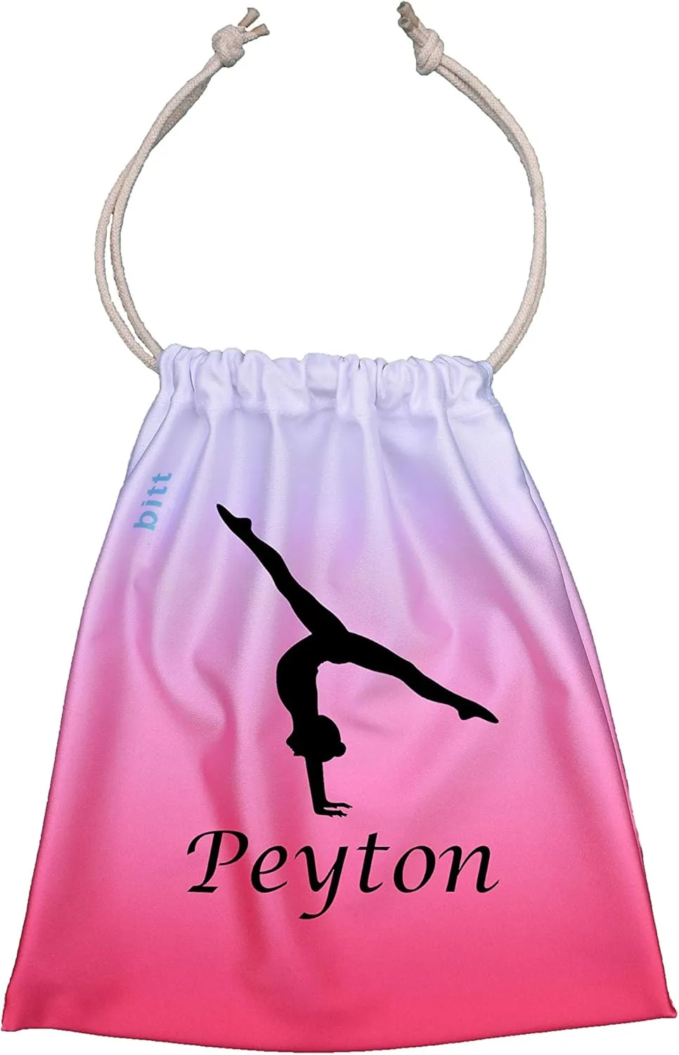 Personalized Gymnastics Grip Bag with Split Handstand in Ombre Colors - Customized Bag with Crystals Option