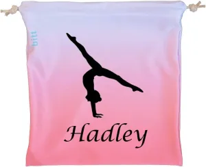 Personalized Gymnastics Grip Bag with Split Handstand in Ombre Colors - Customized Bag with Crystals Option