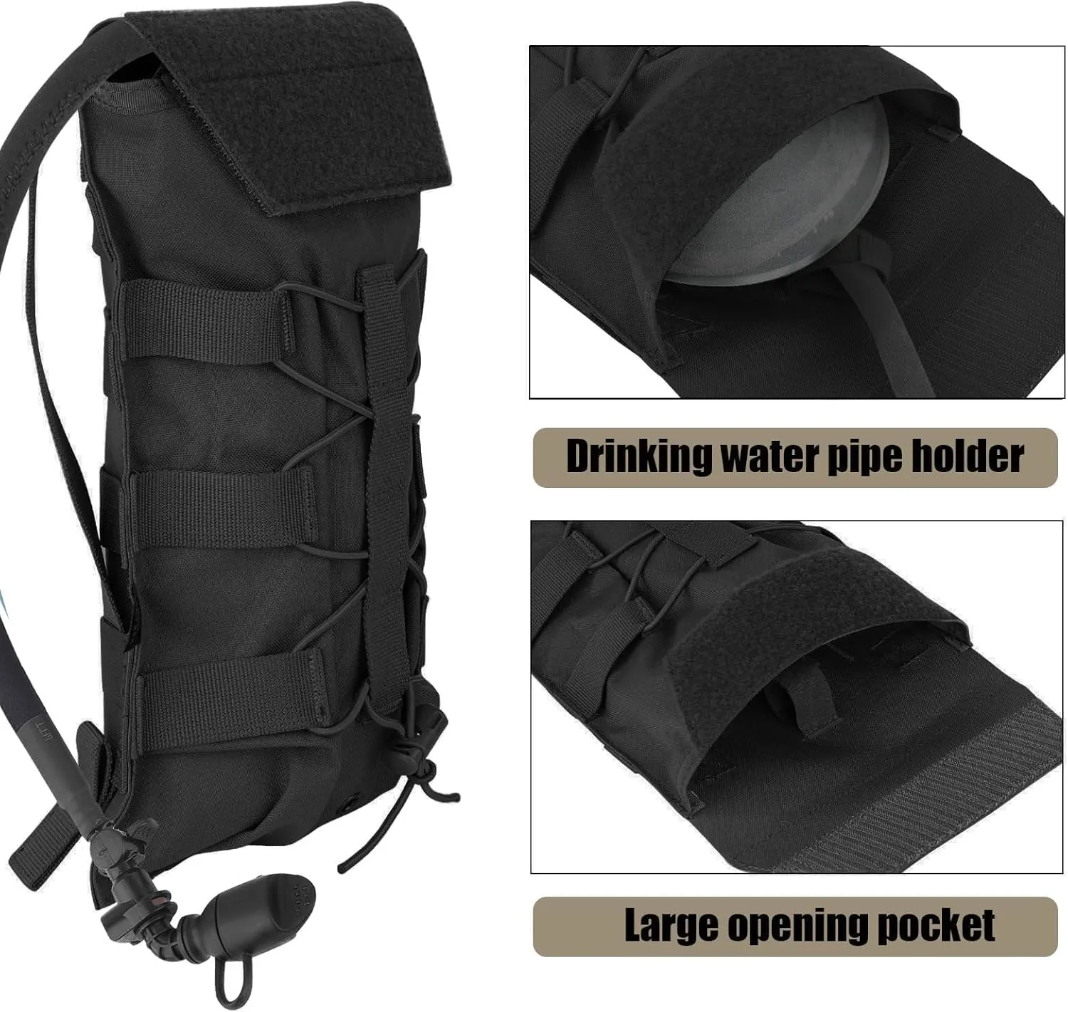 PETAC GEAR 1.5L / 3L Tactical Hydration Pack，Molle Carrier Pouch for 50 oz /100 oz Hydration Bladder Daypack Water Backpack.
