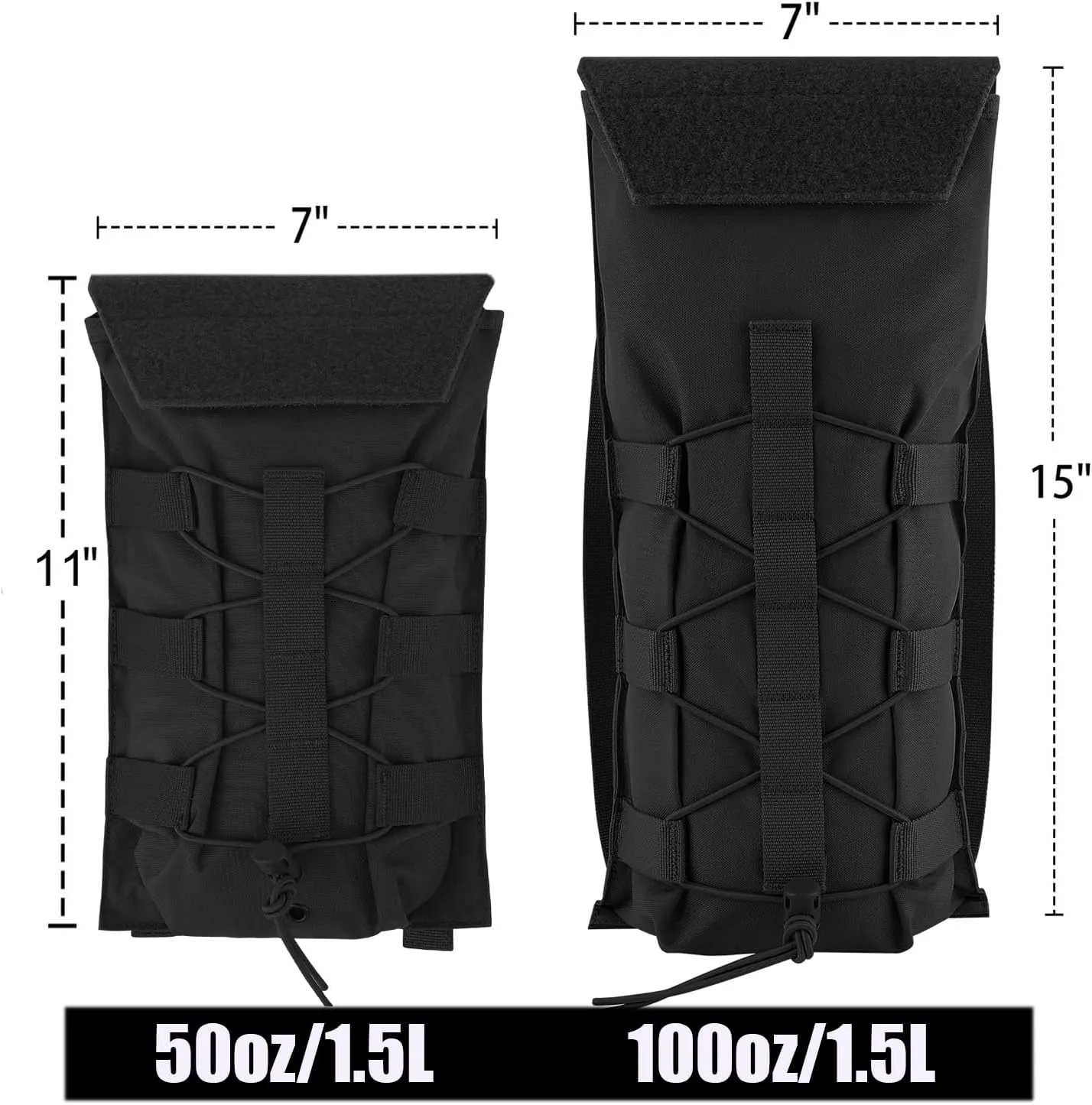 PETAC GEAR 1.5L / 3L Tactical Hydration Pack，Molle Carrier Pouch for 50 oz /100 oz Hydration Bladder Daypack Water Backpack.