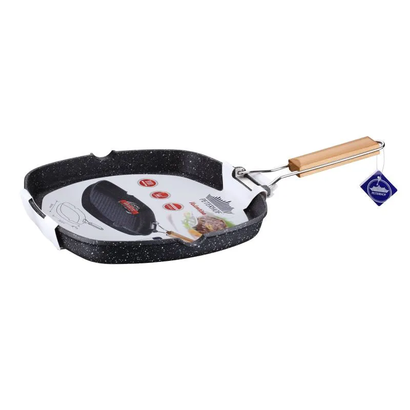 Peterhof PH-25320; Square Grill Pan with foldable handle, Aluminium 28 cm