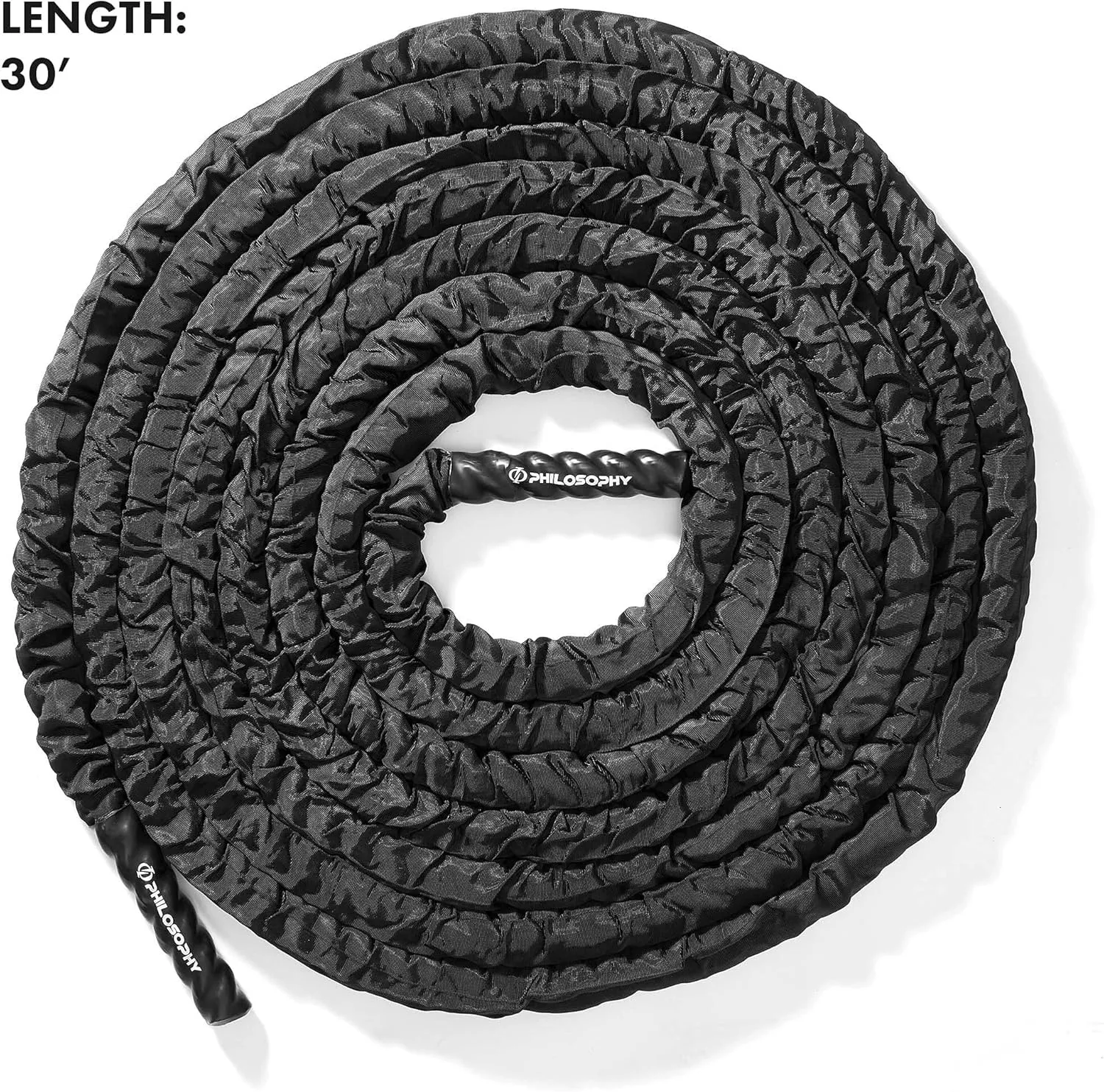 Philosophy Gym Exercise Battle Rope with Cover and Anchor Kit for Fitness Training, Conditioning