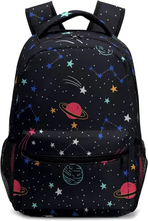 Planet Backpack for Boys Girls Space Solar System Stars Kids Bookbag Black Galaxy Universe Elementary Middle School Bags Lightweight Preschool Kindergarten Back Pack
