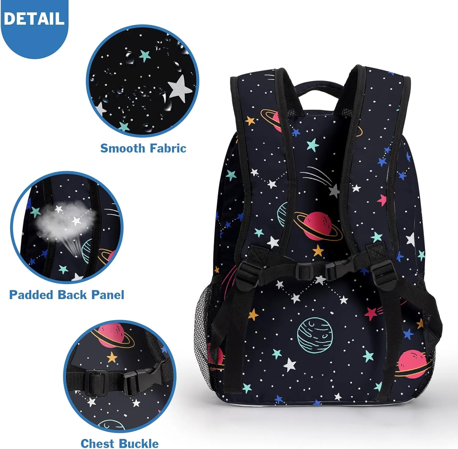 Planet Backpack for Boys Girls Space Solar System Stars Kids Bookbag Black Galaxy Universe Elementary Middle School Bags Lightweight Preschool Kindergarten Back Pack