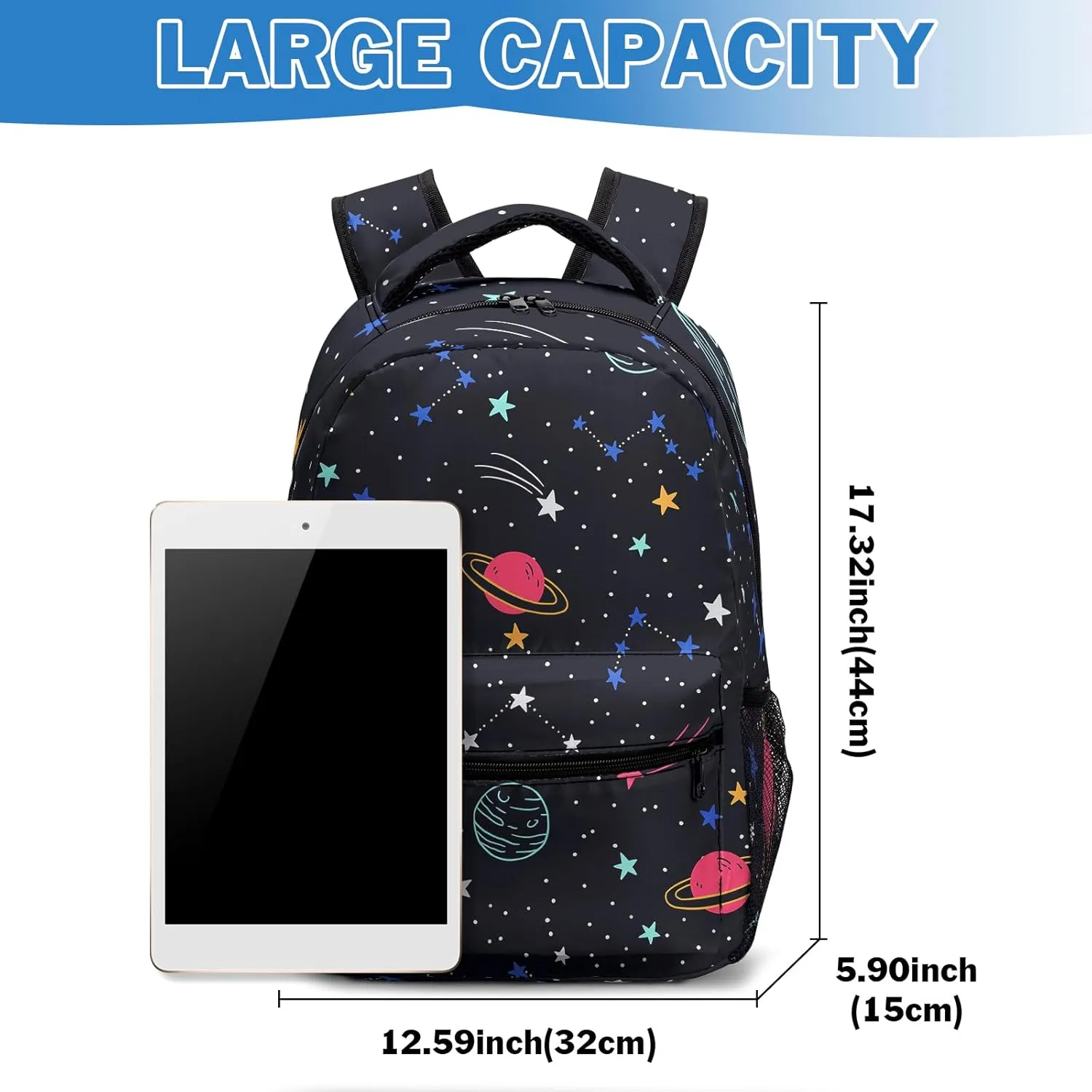 Planet Backpack for Boys Girls Space Solar System Stars Kids Bookbag Black Galaxy Universe Elementary Middle School Bags Lightweight Preschool Kindergarten Back Pack