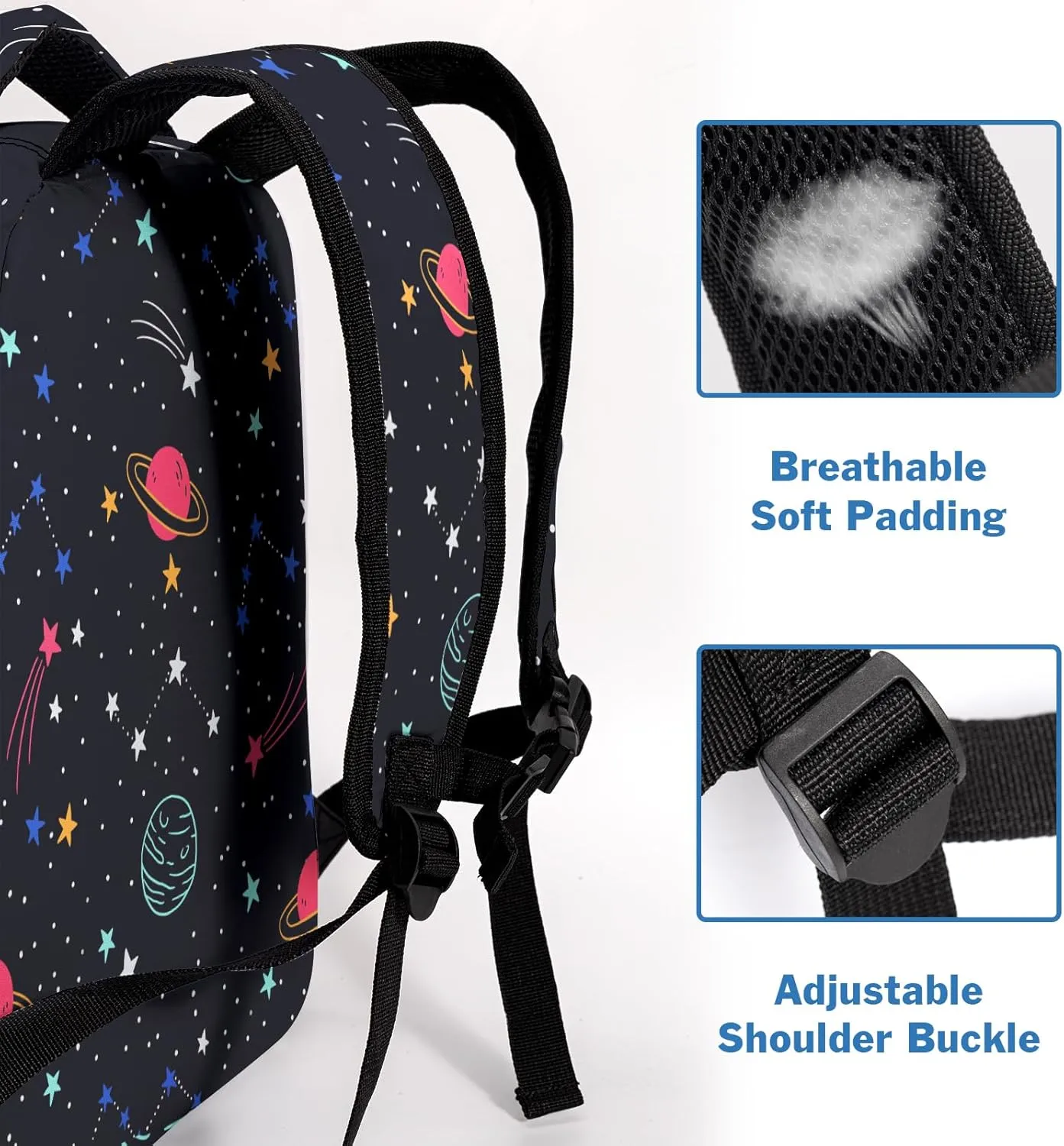 Planet Backpack for Boys Girls Space Solar System Stars Kids Bookbag Black Galaxy Universe Elementary Middle School Bags Lightweight Preschool Kindergarten Back Pack