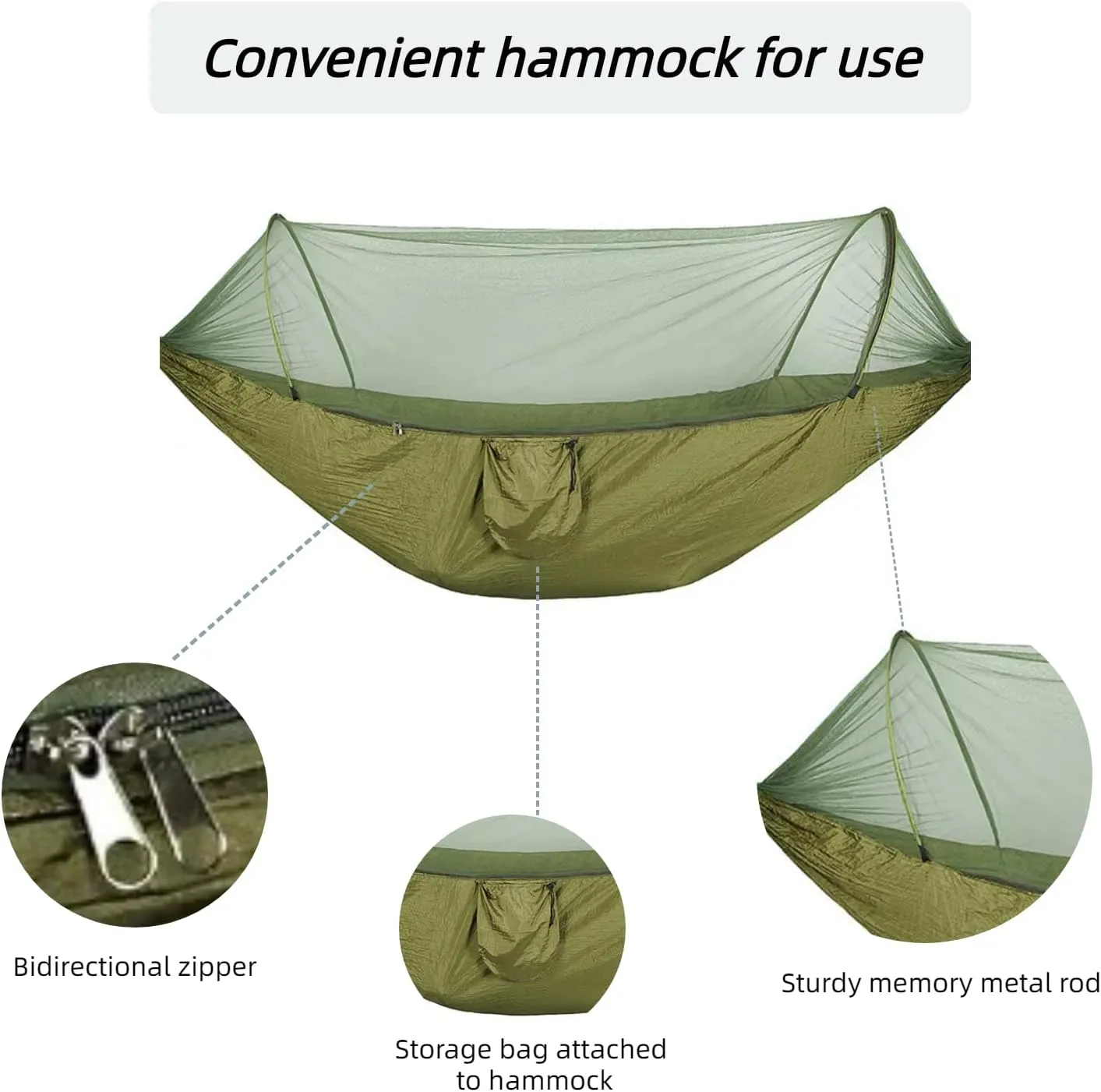 Pop up Hammock with Mosquito net - Ultra Light Outdoor Camping  for Adults with Capacity of 200 kilograms,Hammock Swing for 2 Tree Ties, 2 Black Gold Steel Buckles, Outdoor Storage Bag (Grey Orange)