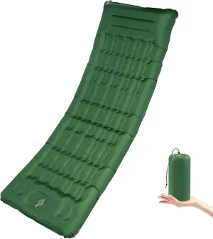 Portable Camping Sleeping Pad, 4” Thick Camping Mat, Inflatable Camping Mattress with Built-in Pillow and Foot Pump, Suitable for Camping, Hiking, Backpacking (Green)