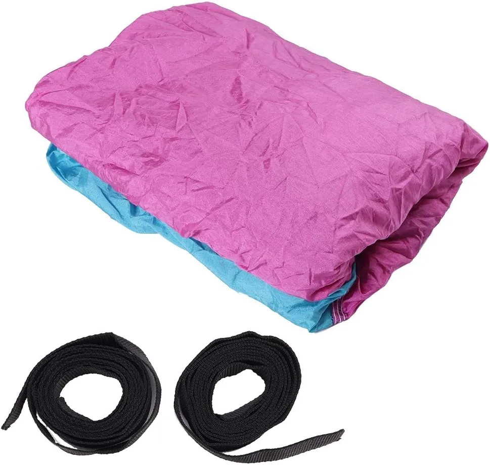 Portable Camping Travel Double Hammock Hanging Bed with Tree Strap, Lightweight Nylon Taffeta, Holds Up to 300kg, Installation, for Outdoor Relaxation (Sky Blue Powder)