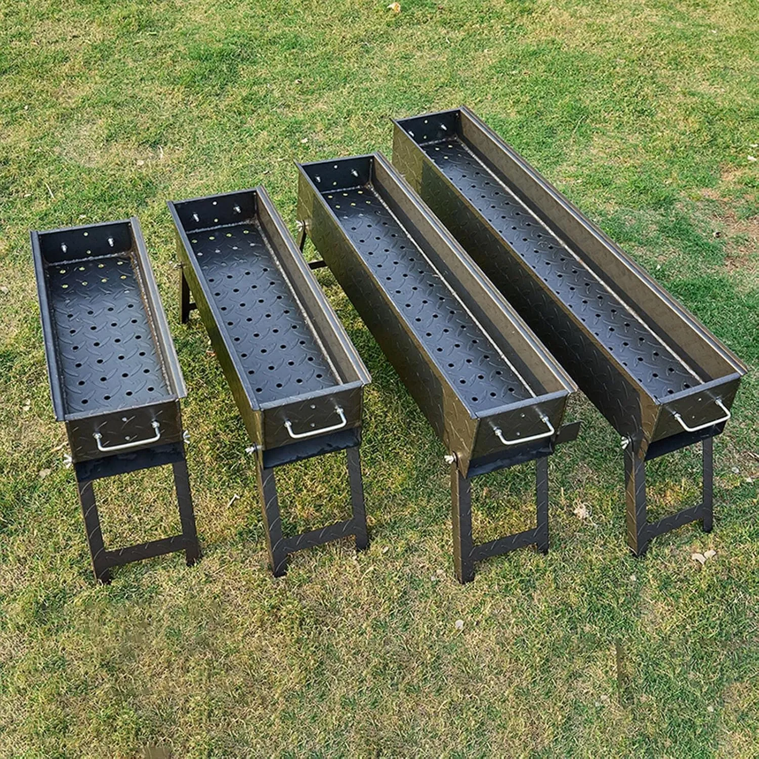 Portable Charcoal Grill for Camping Foldable Bracket Thickened Steel Plate BBQ Grill for Travel Outdoor Cooking Backyard Patio Garden(100 * 19 * 35cm)
