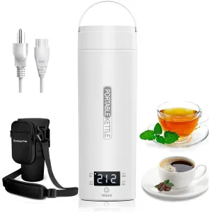 Portable Electric Kettle for Travel, Small Mini 450 ml Portable Electric Tea Coffee Kettle Hot Water Boiler for Camping Travel, 4 Temperature Controls, Auto Shut Off & Boil Dry Protection, BPA Free