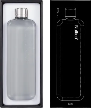 Portable Flat Water Bottle, 15 oz BPA Free Slim Drinking Bottle, Plastic Travel Flask for Outdoor Sports, Camping, Fitness, Gym, Fits Purse Bag Pocket - gray