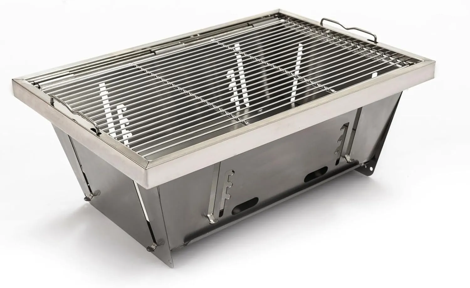 Portable Foldable Charcoal Grill – 22" Compact Stainless Steel BBQ Grill for Camping, Tailgating & Beach – 200 Sq. In. Cooking Surface with Carrying Bag, Ash Catcher & Heat-Resistant Coating (Silver)