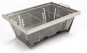 Portable Foldable Charcoal Grill – 22" Compact Stainless Steel BBQ Grill for Camping, Tailgating & Beach – 200 Sq. In. Cooking Surface with Carrying Bag, Ash Catcher & Heat-Resistant Coating (Silver)