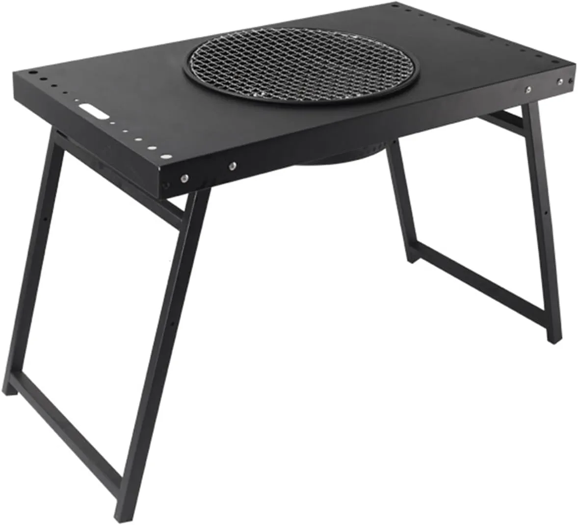 Portable Folding Charcoal Grill, 25.6 x 14.6 inches, Carbon Steel BBQ Smoker, Tabletop Grill for Camping