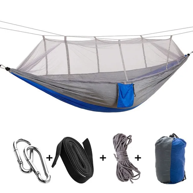 Portable hammock Outdoor Furniture Mosquito net Hammock for Camping hamac travel Sleeping Bed Parachute Fabric Hammock swings