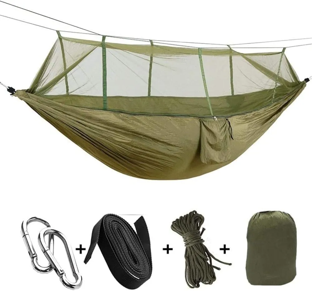 Portable Hammocks 1-2 Person Portable Outdoor Camping Hammock Parachute Fabric Hanging Bed Hunting Sleeping Swing Hamac Hammock for Outdoor(Pink)