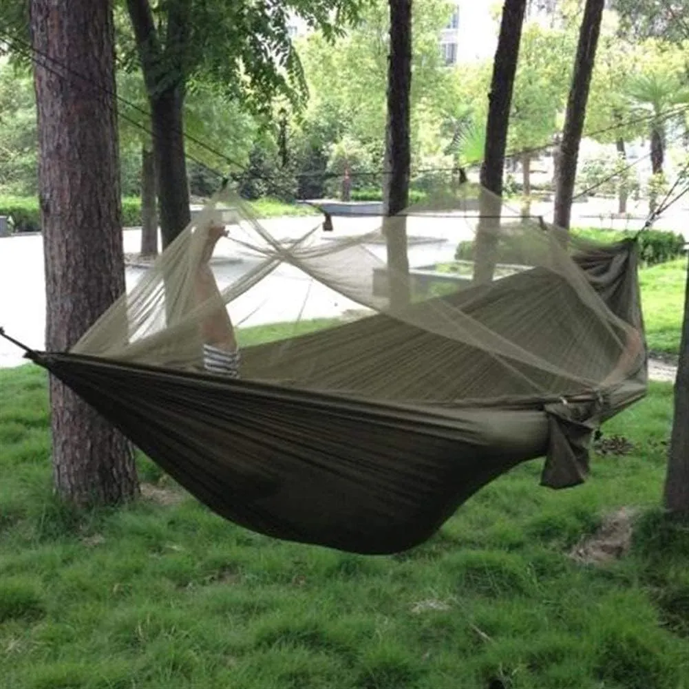 Portable Hammocks 1-2 Person Portable Outdoor Camping Hammock Parachute Fabric Hanging Bed Hunting Sleeping Swing Hamac Hammock for Outdoor(Pink)